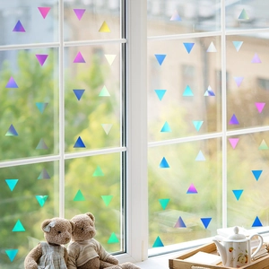 Autocollants triangle PET holographiques effet arc-en-ciel pour fenêtre et vitre