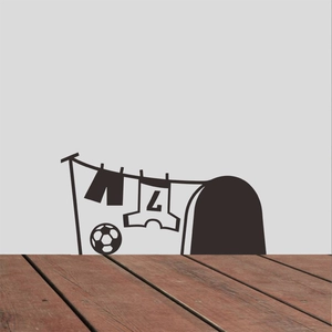 Black silhouette wall stickers featuring a classic soccer ball and number 7 jersey design