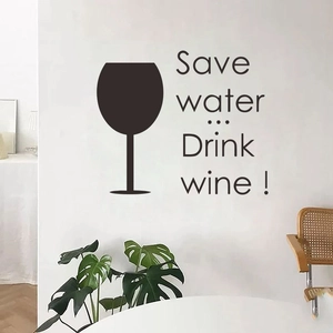 Save Water Drink Wine Removable PVC Wall Sticker Funny Wine Glass Slogan Wall Decal For Bar Kitchen Dining Room Home Decor