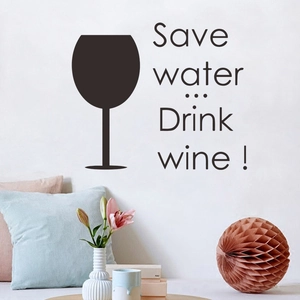 Creative Save Water Drink Wine wall sticker with wine glass design for home decoration
