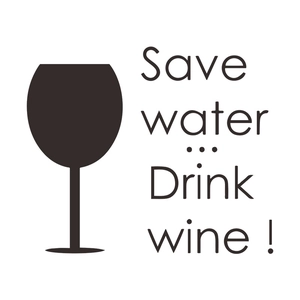 Minimalist 'Save water Drink wine' wall sticker with wine glass silhouette for home decor