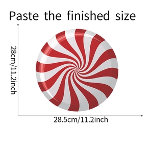 Detaillierte Größenangaben für einen rot-weißen Spiral-Zuckerstange Weihnachts-Wandaufkleber
