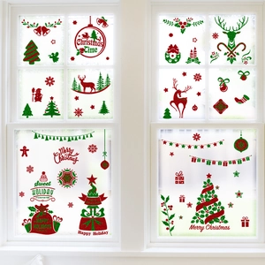 Christmas window decals with gold glitter deer and trees for festive glass decoration
