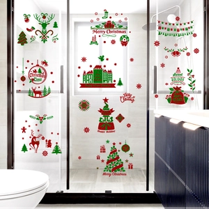 Christmas window static stickers with reindeer and tree patterns for glass decor