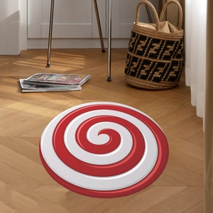 Detailansicht runder rot-weißer Spiral-Bonbon-Weihnachtsaufkleber für Wand und Boden