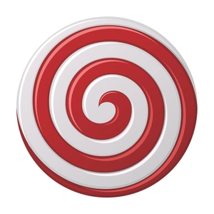 Runder Weihnachts-Wandaufkleber mit rot-weißem Spiralmuster im Pfefferminz-Design