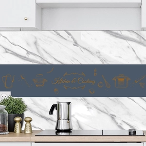 Self-adhesive marble texture kitchen wall sticker with Kitchen and Cooking illustration