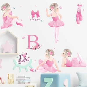 Adesivi murali ballerina con scarpette rosa per decorazione camera dei bambini