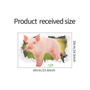 3D pink pig wall decal with farm scene background measuring 60cm by 38cm in PVC material