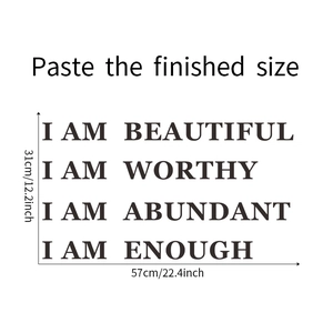 Self-affirmation inspirational quote wall sticker measuring 57cm by 31cm for home decor
