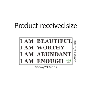 Detail view of the 60x30cm self-adhesive wall sticker featuring motivational affirmations