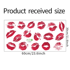 Detail size specifications of 60x30cm red lip prints PVC self-adhesive wall stickers
