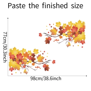 Autumn maple leaf wall sticker dimensions 98x77cm for bedroom home wall decor