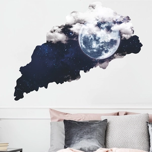 Adesivo murale autoadesivo con galassia luna e nuvole per decorazione camera da letto