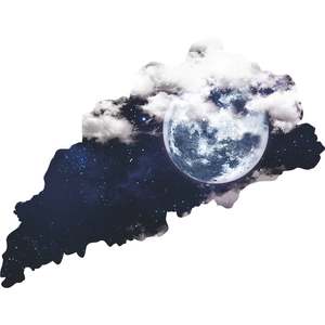 Adesivo murale spazio luna e nuvole con sagoma del Kentucky per decorazione camera