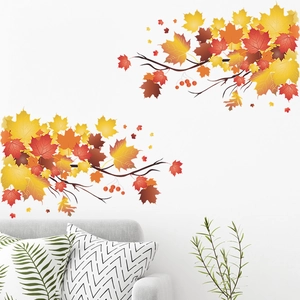 Autumn maple leaf wall decals with branches for home living room decor decoration