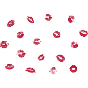 Self-adhesive red lip print wall stickers with 16 irregular festive lipstick kiss designs