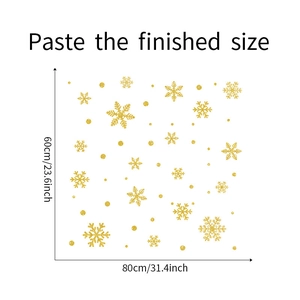 Detailed size guide for gold glitter snowflake Christmas window stickers 80x60cm