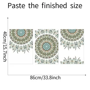 Size chart showing dimensions for ethnic mandala wall sticker 86cm by 40cm size