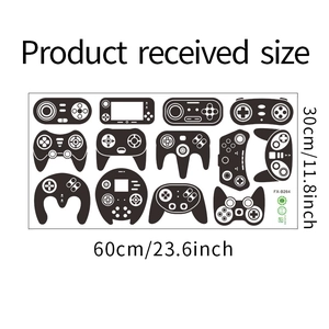 Detailed sheet of black cartoon game controller wall stickers measuring 60x30cm