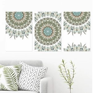 Bohemian Mandala Feather Wall Stickers PVC Self Adhesive Ethnic Style Decals For Living Room Bedroom Home Decor Background