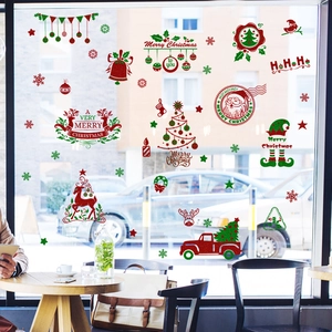 Christmas tree and reindeer static window stickers for festive shop glass decoration