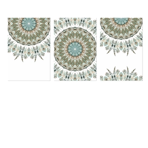 Three-piece set of bohemian mandala wall stickers in teal and earthy brown tones