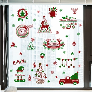 Christmas window decals with Santa, reindeer and snowflakes for festive glass decoration