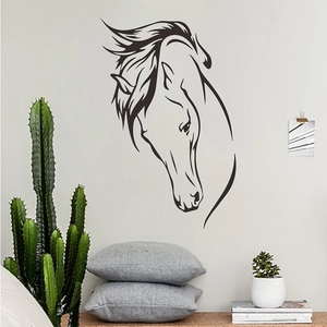 Artistic minimalist horse head wall sticker for modern living room and bedroom decor