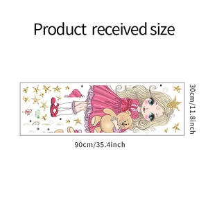 Detail showing the 30x90cm sheet dimensions for little princess and bear wall stickers