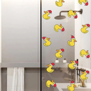 Autocollants de Noël canard de dessin animé pour décoration de salle de bain et fenêtres