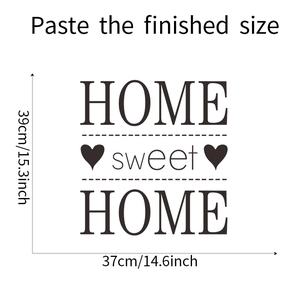 Sticker mural Home Sweet Home avec cœur et dimensions 37x39cm pour décoration intérieure