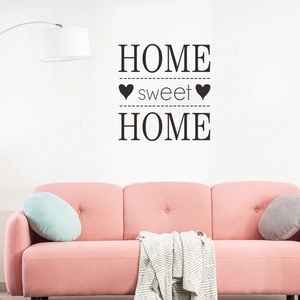 Sticker mural noir minimaliste HOME sweet HOME avec cœur pour décor de chambre