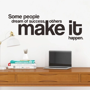 Sticker mural inspirant pour bureau avec citation de succès pour décoration d'intérieur