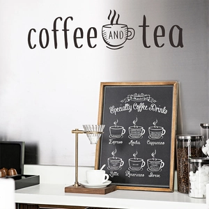 Coffee And Tea Wall Sticker Removable PVC DIY Art Lettering Mural For Kitchen Dining Room Cafe Restaurant Decor