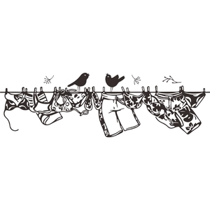 Minimalist birds and laundry line wall sticker for cozy room and entryway decoration