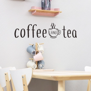 Self-adhesive Coffee and Tea wall sticker with cup graphic for kitchen cafe decor