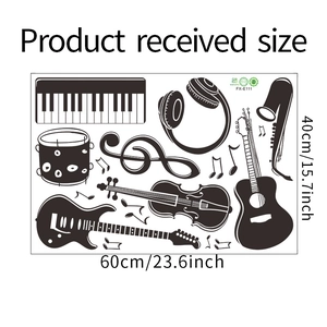 Flat lay of DIY music wall sticker showing piano, guitar and notes in 60x40cm sheet