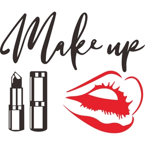 Make Up wall sticker with red lipstick and lip print design for home bathroom decor