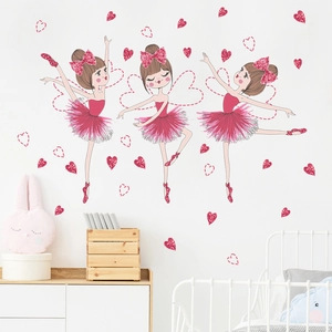 Adesivo da Parete in PVC a Forma di Cuore con Ragazza che Danza Motivo a Cuore Rosa Decalcomania per Cameretta e Camera da Letto