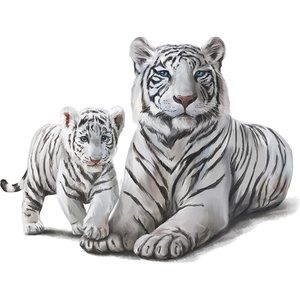 Realistic black and white tiger wall stickers for bedroom and living room decor