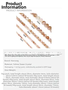 Tableau des tailles pour perles en quartz rutilé jaune avec détails des dimensions