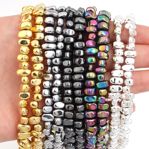Cuentas de hematita irregulares en oro, plata y arcoíris para la creación de joyería DIY