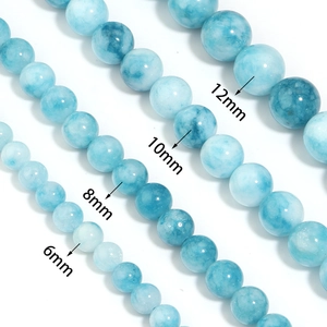 Blue larimar round stone beads for DIY jewelry in sizes 6mm, 8mm, 10mm, and 12mm