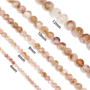 Perles de quartz fantôme rouge naturel de 4mm à 12mm pour la création de bijoux
