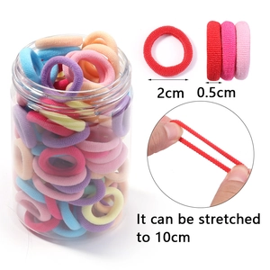 Kids seamless high elastic hair ties set in macaron colors with storage bottle
