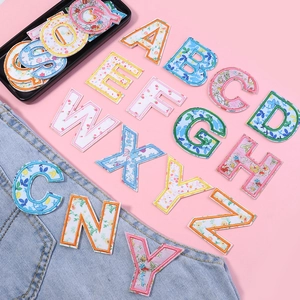Floral embroidery alphabet letter patches for clothing DIY and accessory decoration