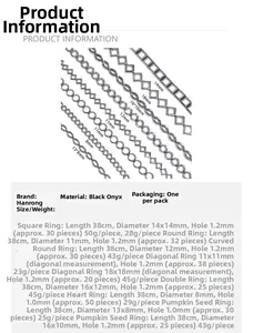 Detailed chart of irregular black hematite stone beads for DIY jewelry making