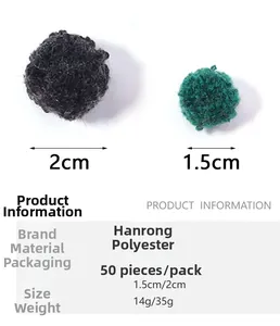 Tableau détaillé de taille et poids pour pompons en polyester noir et vert