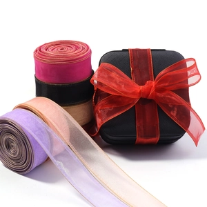 Sheer chiffon ribbon with gold edges for gift wrapping and DIY hair bows decoration